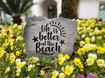 Custom beach house garden stone with engraved lettering