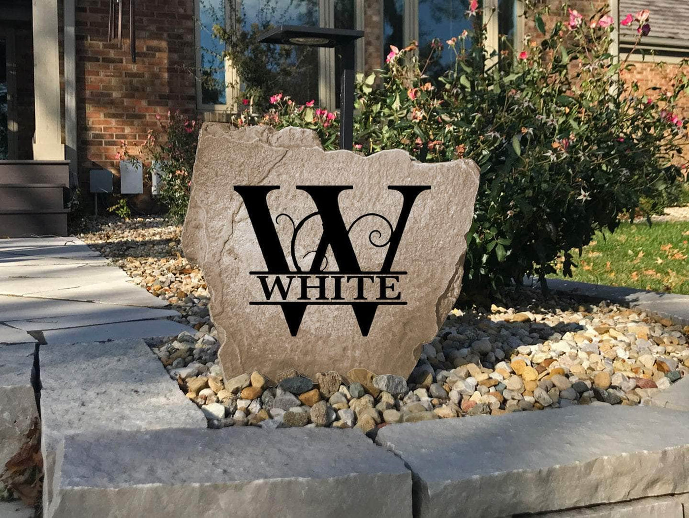 Decorative Fancy Monogram stone, a unique personalized housewarming gift