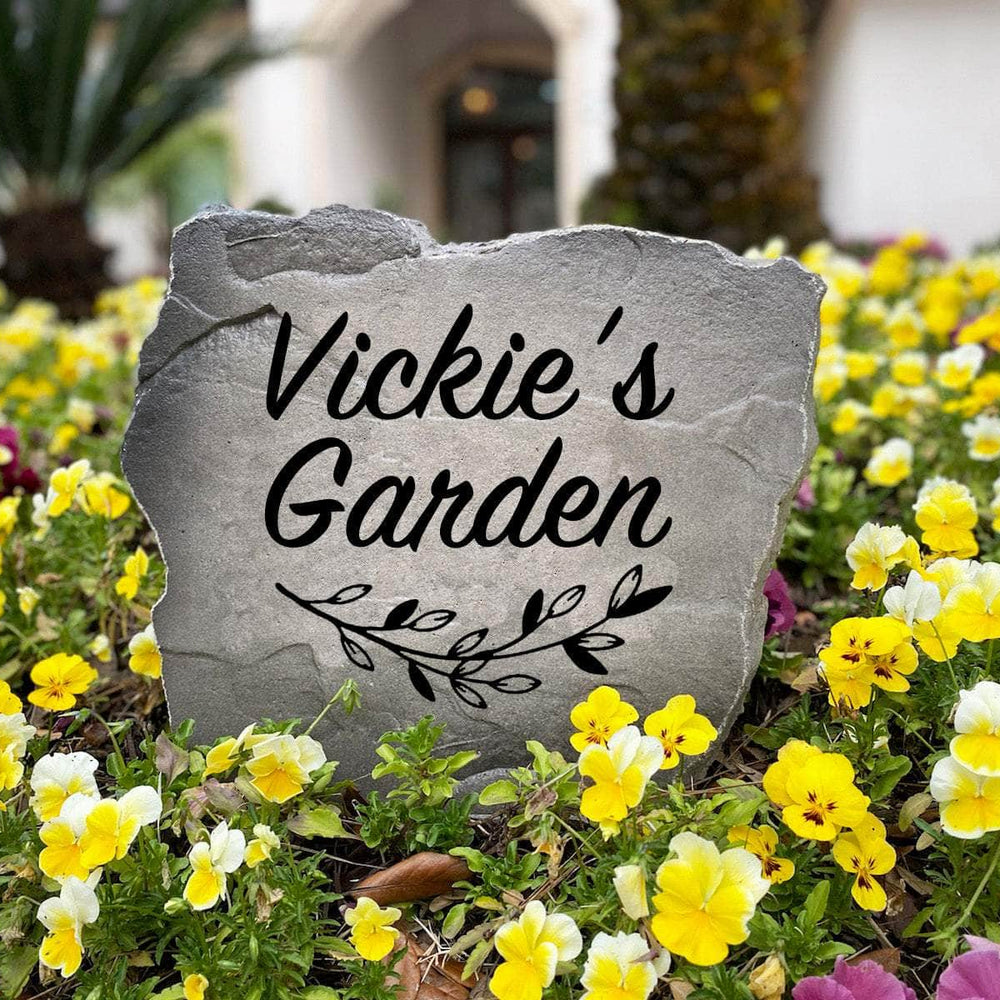 Decorative personalized landscape stone featuring your custom name, perfect for enhancing flower gardens, walkways, and peaceful outdoor retreats.