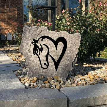Weather-resistant Horse Love outdoor monument designed to honor your passion for horses while enhancing gardens, patios, and ranch entrances.