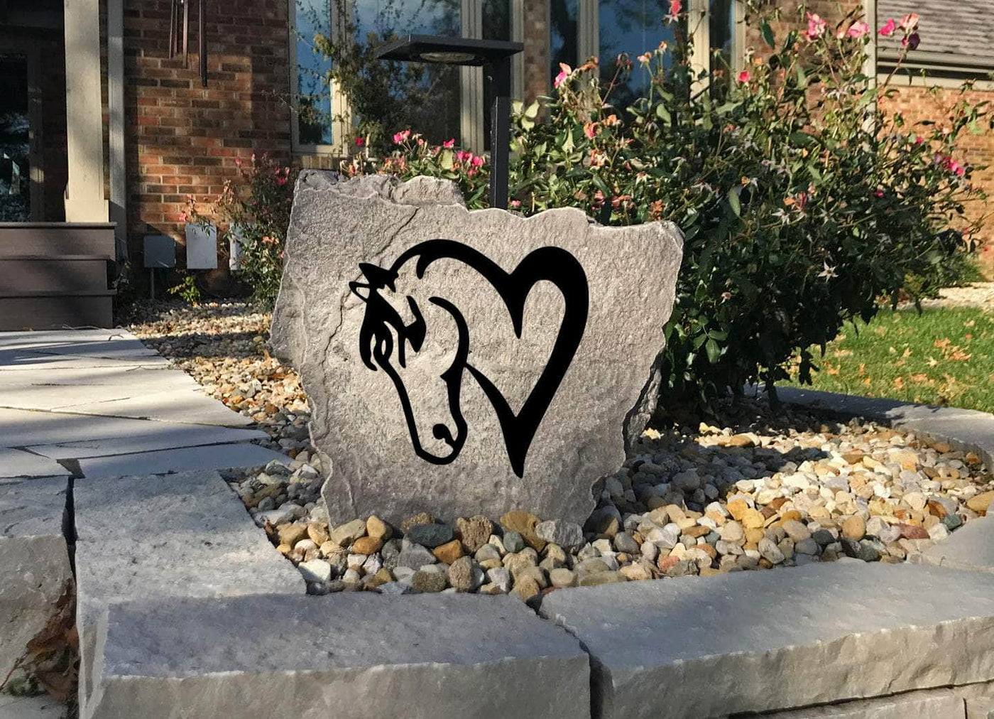 Custom Horse Love stone sign for patio, porch, or entryway decoration