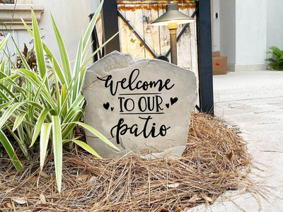 Rustic welcome to our patio stone perfect for home entry or garden