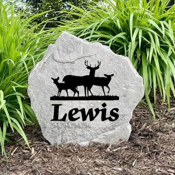 Weather-resistant deer family name marker designed to celebrate your love of wildlife while adding lasting character to your home's curb appeal.