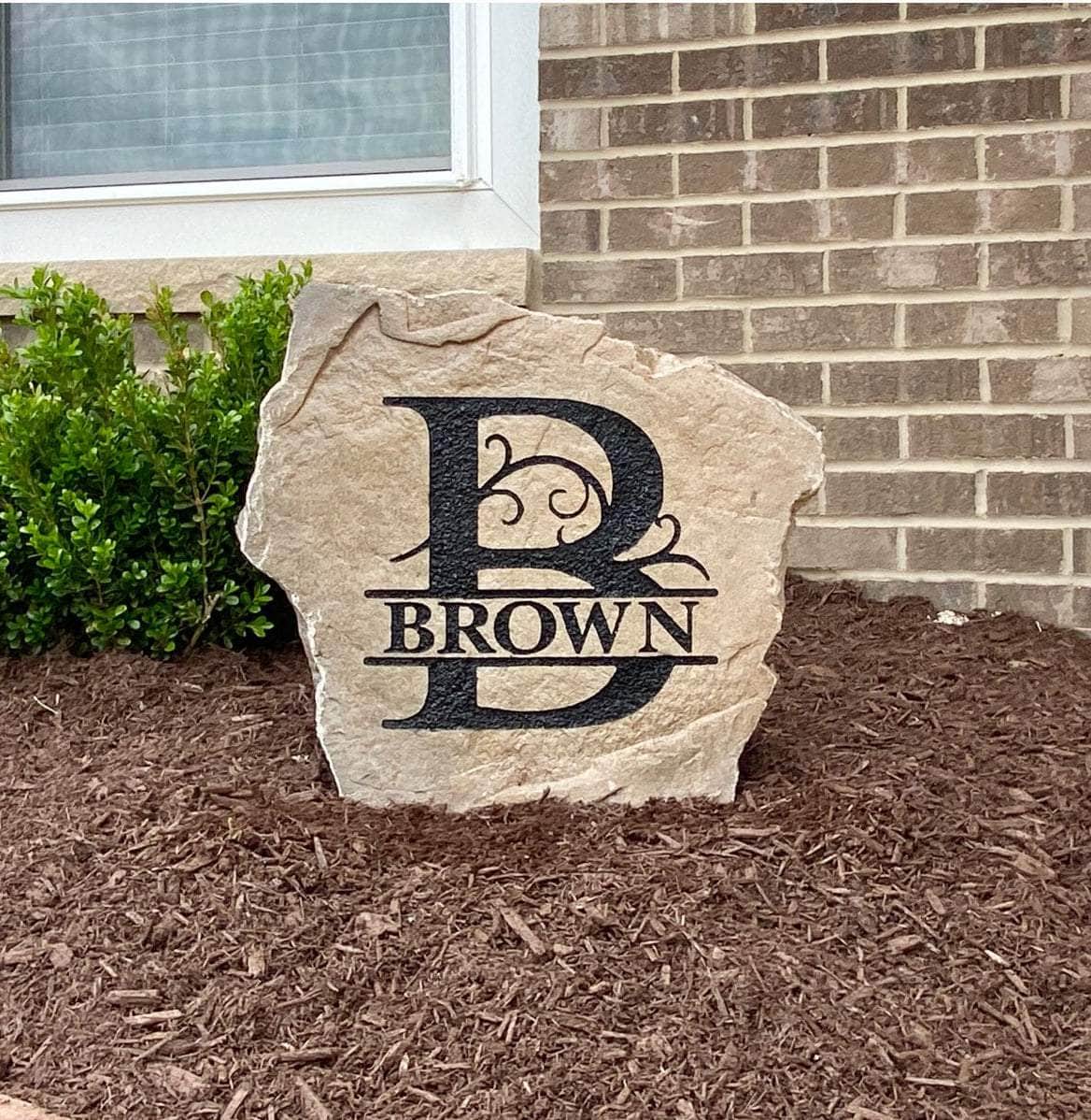 Durable engraved monogram stone for home, yard, or walkway accents