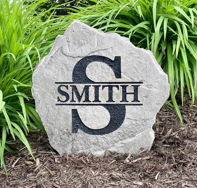 Decorative Original Monogram stone for yard, walkway, or front porch display