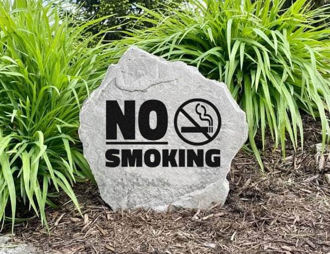 Custom engraved No Smoking stone for porch, patio, or yard