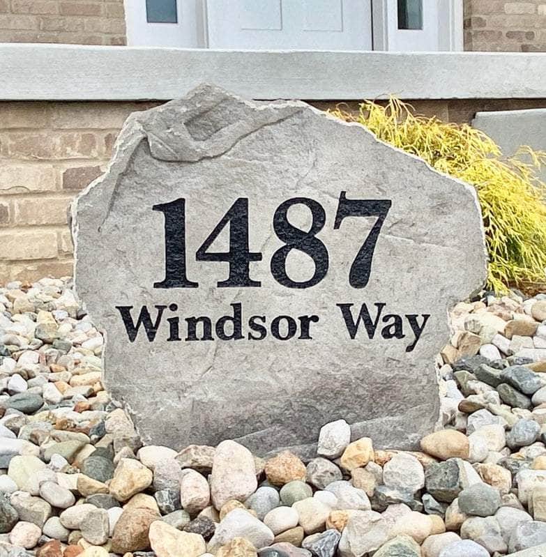 Custom Standard Address stone marker for outdoor landscaping or garden décor
