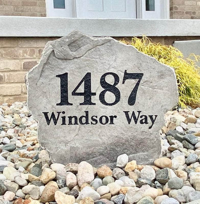 Custom Standard Address stone marker for outdoor landscaping or garden décor