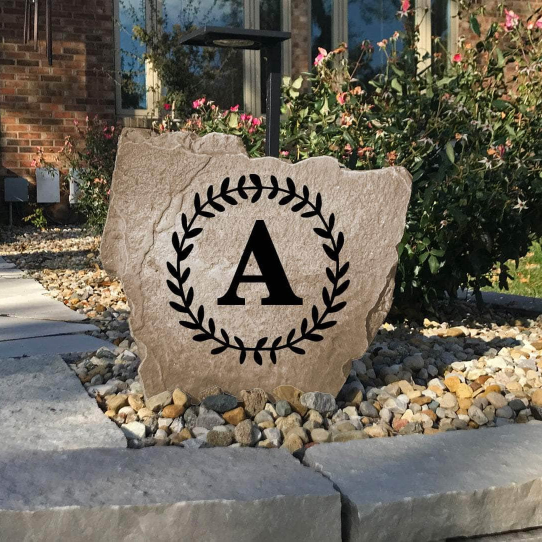 Weather-resistant Vine Letter marker designed to enhance flower beds, cottage gardens, and residential landscapes with a personalized natural touch.