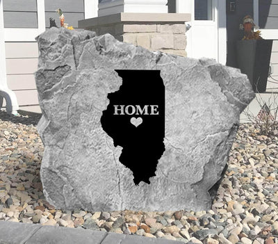 Custom engraved state outline garden rock