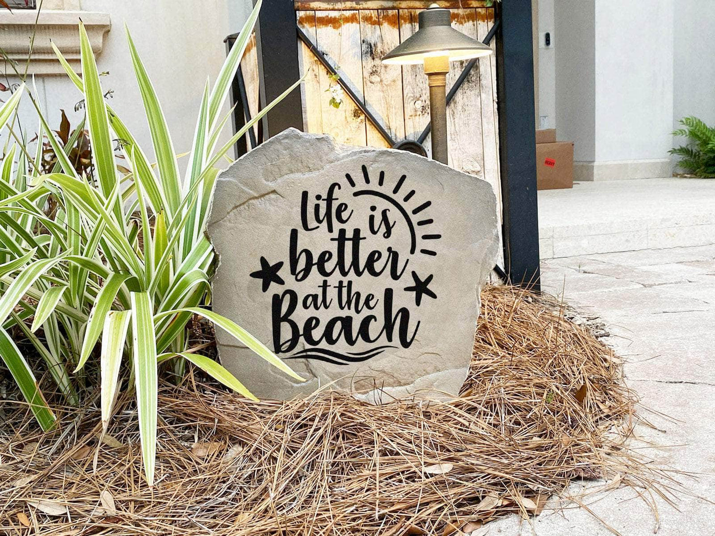 Inspirational beach quote stone for outdoor landscaping decor