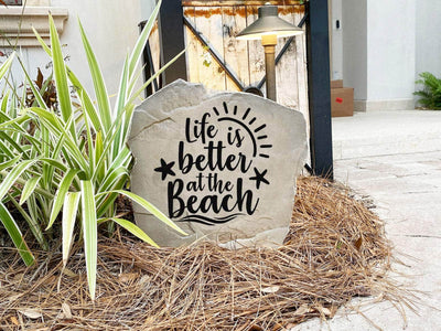 Inspirational beach quote stone for outdoor landscaping decor