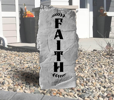 Decorative concrete stone with Faith inspirational design