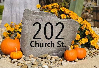 Contemporary house number stone marker for outdoor landscaping
