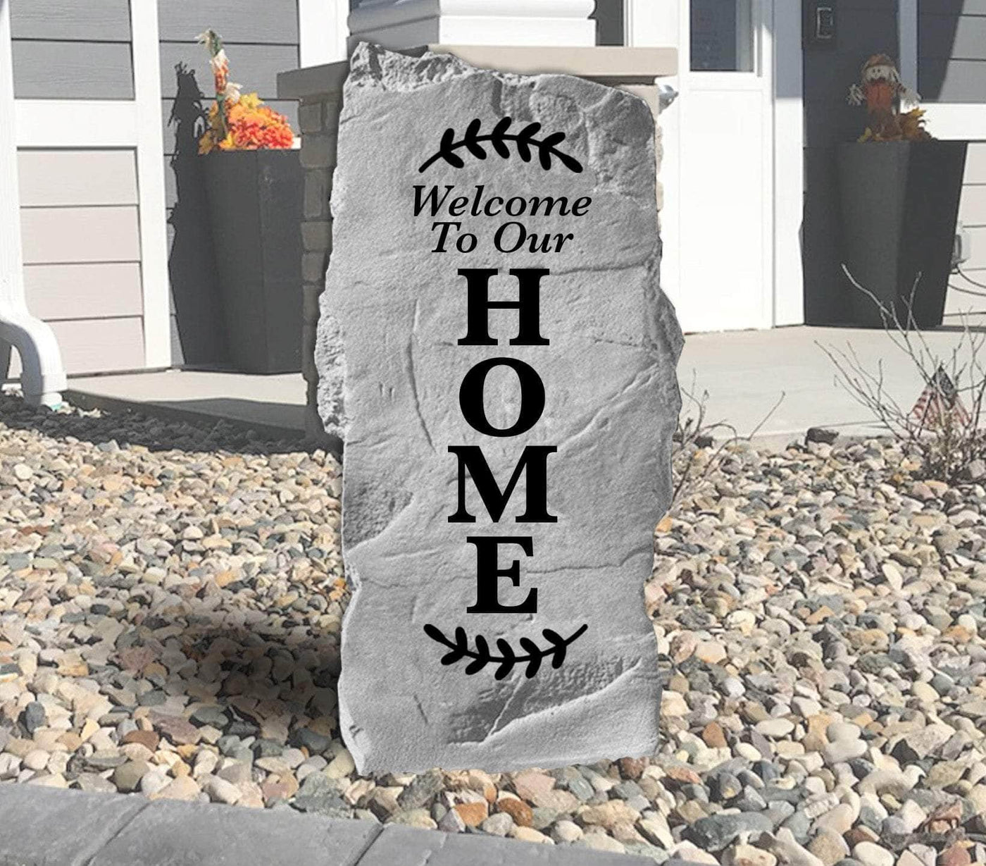 Personalized welcome home decorative rock for landscaping