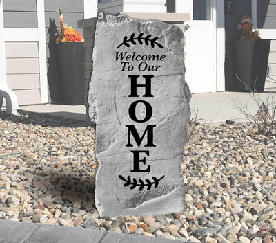 Personalized welcome home decorative rock for landscaping