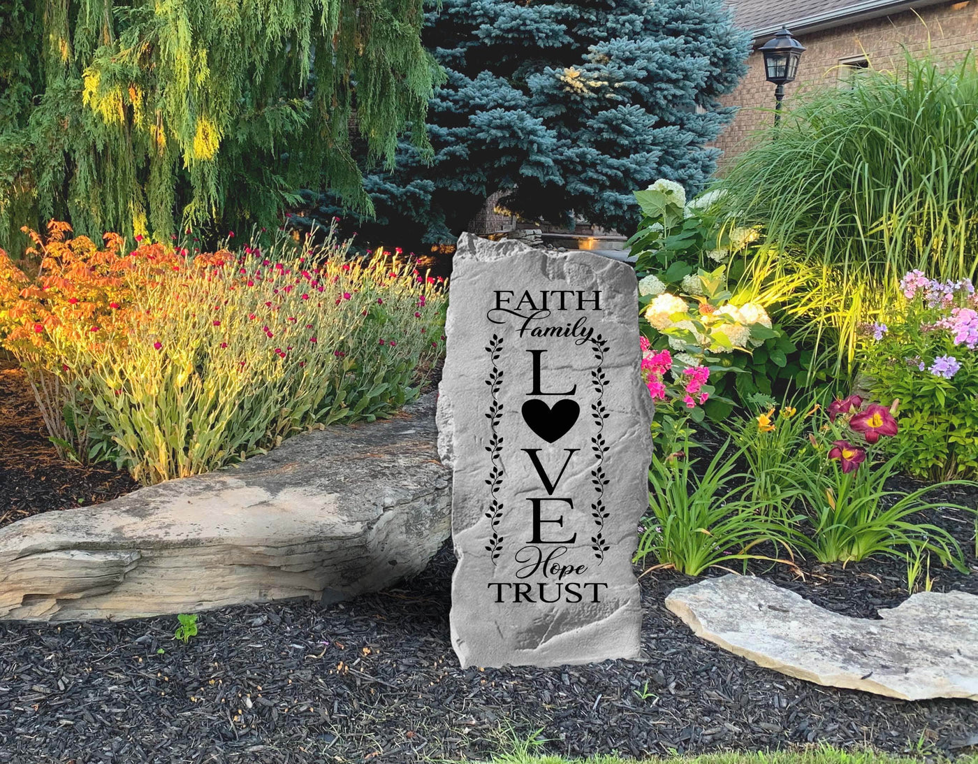 Personalized Faith Family Love stone for home or garden décor