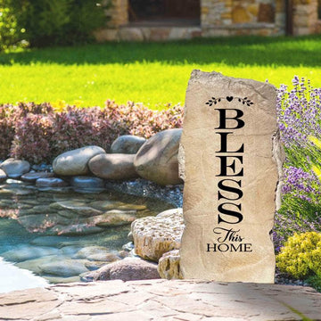 Weather-resistant home blessing monument featuring elegant engraved lettering, perfect for enhancing curb appeal with meaningful outdoor décor.