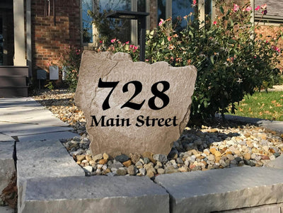 Modern elegant address stone sign perfect for home exterior décor