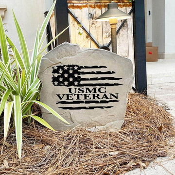 Patriotic Veteran Flag landscape plaque celebrating military service with an elegant outdoor accent for gardens, walkways, and front yards.