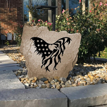 Weather-resistant eagle monument showcasing the Stars and Stripes, delivering lasting craftsmanship for homeowners who proudly display their love of country.