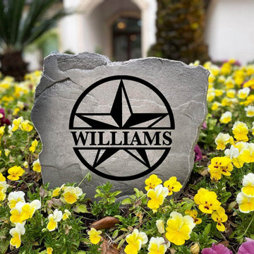 Weather-resistant personalized star family name marker designed to add character and curb appeal to any residential outdoor space.