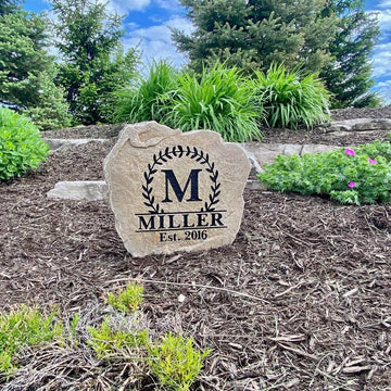 Weather-resistant Vine Monogram landscape marker showcasing your family name and established date with graceful vine details and premium craftsmanship.