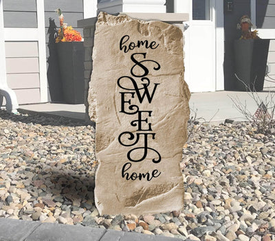 Vertical engraved Home Sweet Home stone for front porch decor